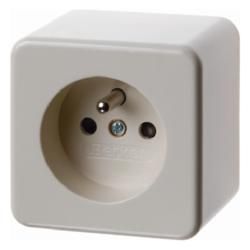 Berker 67600640 socket with protective contact pin white, glossy surface-mounted