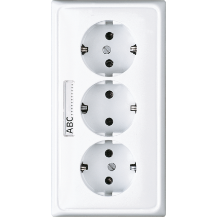 Jung CD523NAWW cable duct SCHUKO® socket, 3-way, 16 A 250 V ~, with label field, Duroplast, CD series, alpine white