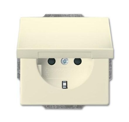 Busch-Jaeger 20 EUK-82 SCHUKO® socket insert, with hinged cover ivory white