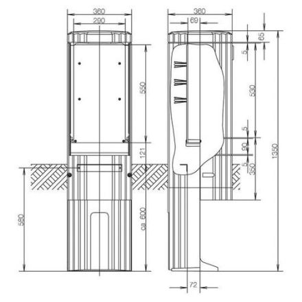ABN FB1 BH3 H: 1350mm 1-way lock outdoor column (SL135P)