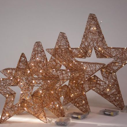 FHS 35565 LED star 30x5cm Batt. ww 20 warm white LED rose gold