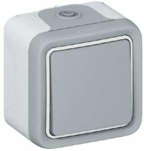 Legrand 069729 rocker switch blind closer 69729 1-pole FR AP Plexo IP55, (grey)