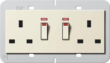 Gira 278401 double socket BS 13A switchable contact System 55 BS 80 cream white
