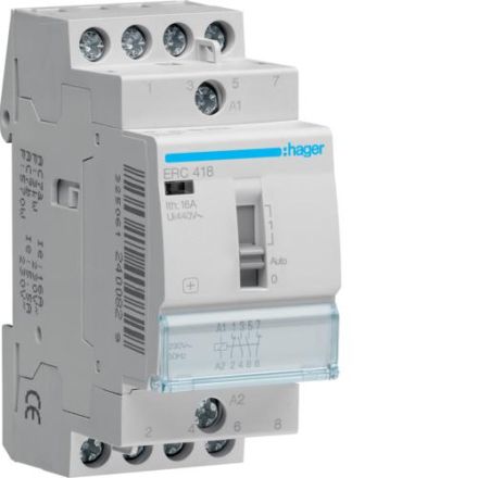 Hager ERC418 installation relay 16A 2S+2OE 230V