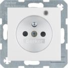 Berker 6765091909 Socket with protective contact pin and control LED polar white matt Berker S.1/B.3/