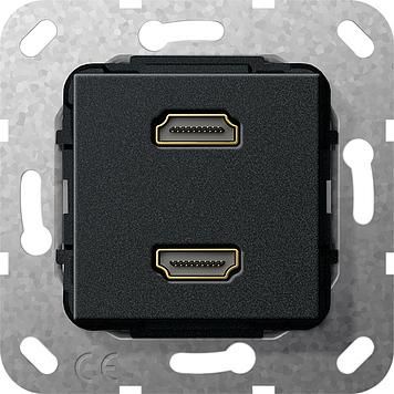 Gira 567210 HDMI 2-way cable breakout insert black matt