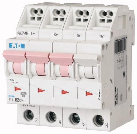 Eaton PLI-D2/3N miniature circuit breaker, 2A, 3p+N, D-Char, 101343