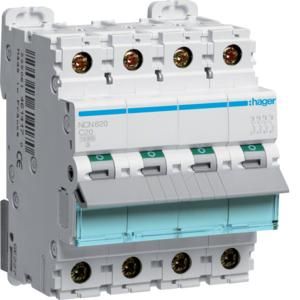 Hager NCN620 circuit breaker 3-pole +N C20A 10kA 4M