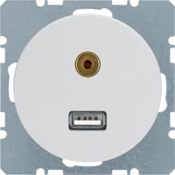 Berker 3315392089 USB/3.5 mm audio socket polar white, glossy Berker R.1/R.3