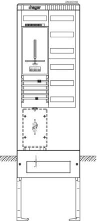 Hager ZAS205HS2 meter connection column 1Z+1V6 2-field 277x583x2010