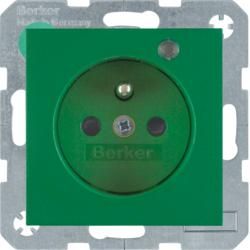 Berker 6765091913 Socket with protective contact pin and control LED green, matt Berker S.1/B.3/B.7