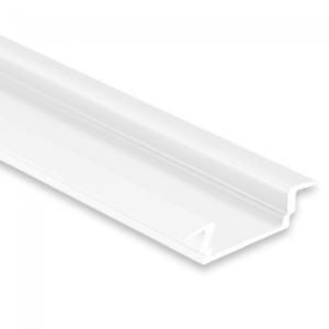 DOTLUX 4035 aluminium recessed profile type 5 200 cm, flat, wing, powder-coated white RAL 9010 for LED strips up to 12 mm