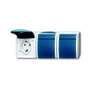 Busch-Jaeger 2300/3 EW-53 SCHUKO® socket, 3-way grey/blue-green