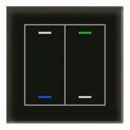 MDT BE-GTL2TS.01S KNX glass button II Light with temperature sensor | 2-way, neutral | glass black/black