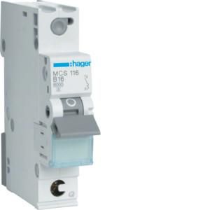 Hager MCS116 circuit breaker 1-pole C16A 6kA QC 1M