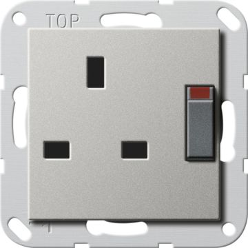 Gira 2778600 socket BS 13 A switch + SH System 55 stainless steel (lacquered)