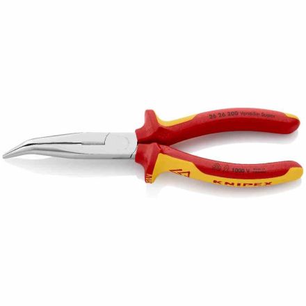 Knipex 0302285 flat round nose pliers 200mm + cutting edge, 40° angled jaw (2626200)