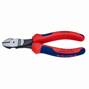 Knipex 7402160 heavy-duty side cutting pliers 160mm, thick-walled handles, 2 colours.