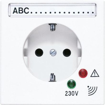 Jung LS521NAUFWW SCHUKO socket, 16 A 250 V ~, screw terminals, with function display, with overvoltage protection, with label field, Duroplast, LS series, alpine white