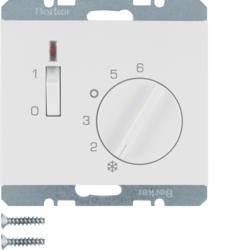 Berker 20307109 Temperature controller with breaker, central piece, rocker switch and LED polar white, glossy