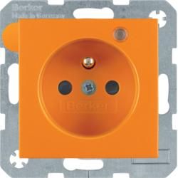 Berker 6765091914 socket with protective contact pin and control LED orange, matt Berker S.1/B.3/B.