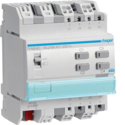 Hager TYA604C switching/blind output KNX 4-way 16A