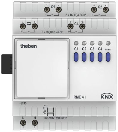 THEBEN RME 4 I KNX switching actuator MIX | 4-way, extension module, C-load