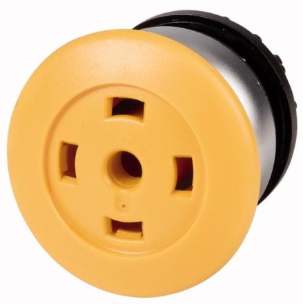 Eaton M22-DRP-YX mushroom pushbutton, yellow, without key plate, latching, 216768