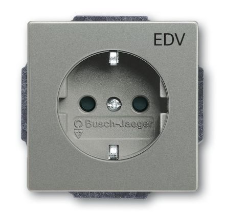 Busch-Jaeger 20 EUCKS/DV-803 SCHUKO® socket insert, with imprint 'EDV' grey metallic