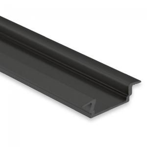 DOTLUX 4036 aluminium recessed profile type 5 200 cm, flat, wing, powder-coated black RAL 9005 for LED strips up to 12 mm
