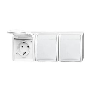 Busch-Jaeger 2300/3 EW-54 SCHUKO® socket, 3-way alpine white