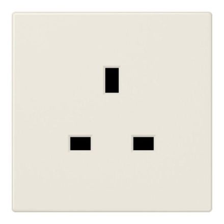Jung LS3521 socket, 13 A 250 V ~, screw terminals BS 1363-1, 4 mm2, without claws, integrated increased contact protection, SAFETY+, Duroplast, LS series, white
