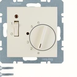 Berker 20308982 Temperature controller with breaker, central piece, rocker switch and LED white, glossy B
