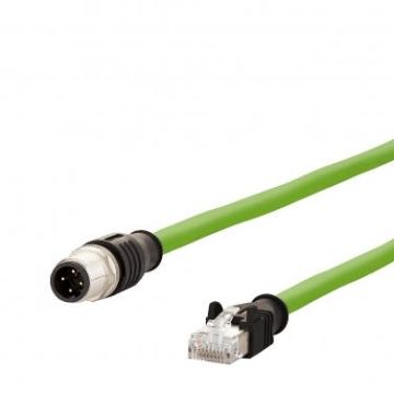 METZ CONNECT M12 S-RJ45S4-pin D-coded RJ45 1m connection cable, 142M1D15010