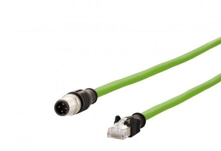 METZ CONNECT M12 S-RJ45S4-pin D-coded RJ45 1m connection cable, 142M1D15010