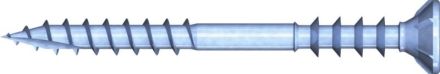 Reisser 000197S121-0600502-1 spacer screw RN 0197, wood-wood, Flaseko with milling ribs, TX25, cutting notch, 6.0 X 50, steel, galvanized, blue, 1x sliding, packed in 100 pieces
