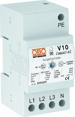 OBO Bettermann V10 Compact-AS 255V with acoustic signal surge arrester, 5093391