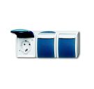 Busch-Jaeger 2300/3 EWN-53 SCHUKO® socket, 3-way grey/blue-green