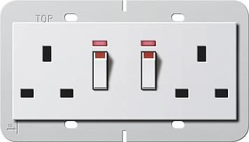 Gira 278403 double socket BS 13A switchable contact System 55 BS 80 pure white