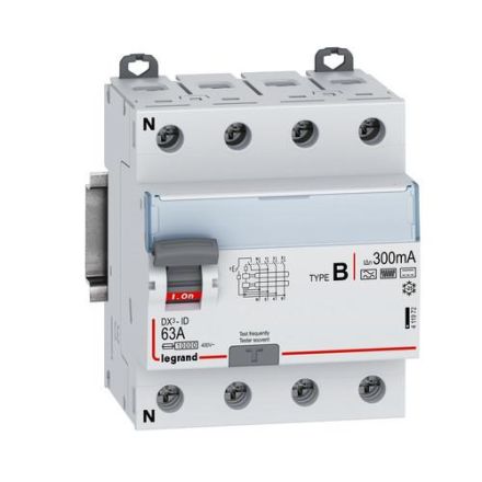 Legrand 411972 DX3 63A 4-pole 300mA Type B 400VAC N residual current circuit breaker all-current sensitive