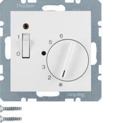 Berker 20308989 Temperature controller with breaker, central piece, rocker switch and LED polar white, glossy