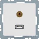 Berker 3315396089 USB/3.5 mm audio socket polar white velvet Berker Q.1/Q.3