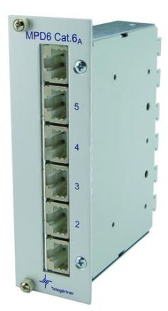 Telegärtner J02021A0054 MPD6-HS K Cat.6A 3HE/8TE shielded distributor aluminum anodized