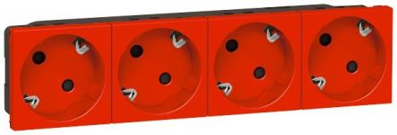 Legrand 077274 socket SCHUKO MOSAIC 4f 45° 8mod rt , (red)