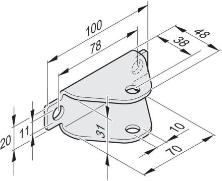 Sommer S11627-00001 Gate leaf fitting, U-shape