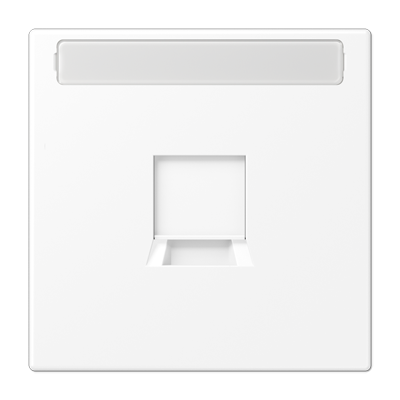Jung LS1969-15NAWEWWM cover (latched) for modular jack sockets 1-way, EMT, AMP, MTRJ, with label field, thermoplastic painted, LS series, snow white matt