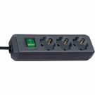 Brennenstuhl 1152300015 power strip 3-way black ECO-Line with switch 1.5m