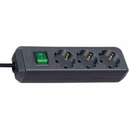 Brennenstuhl 1152300015 power strip 3-way black ECO-Line with switch 1.5m