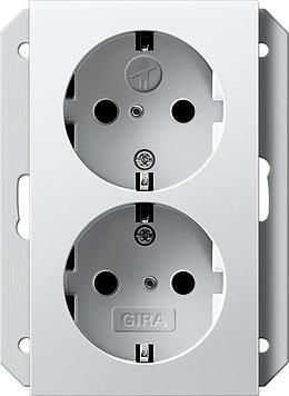 Gira 273127 Double SCHUKO KS, for 1-way box System 55 pure white matt