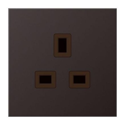 Jung AL3521D socket, 13 A 250 V ~, screw terminals BS 1363-1, 4 mm2, without claws, integrated increased contact protection, SAFETY+, painted aluminum, LS series,